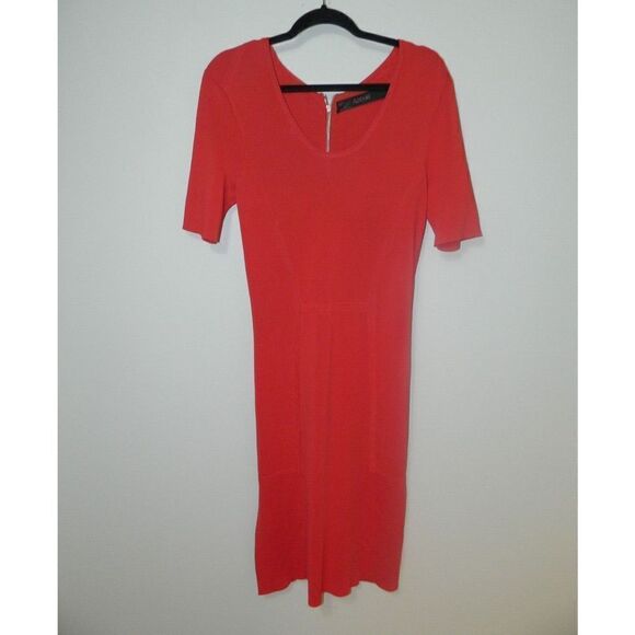 Yigal Azrouel Dress Size Small Red Knit Bodycon Zipper Detail - Picture 6 of 8